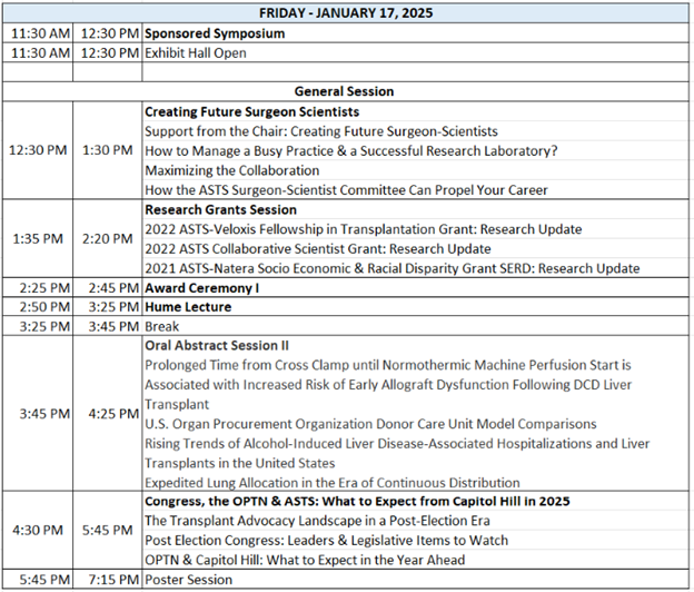 Friday PM WS Schedule